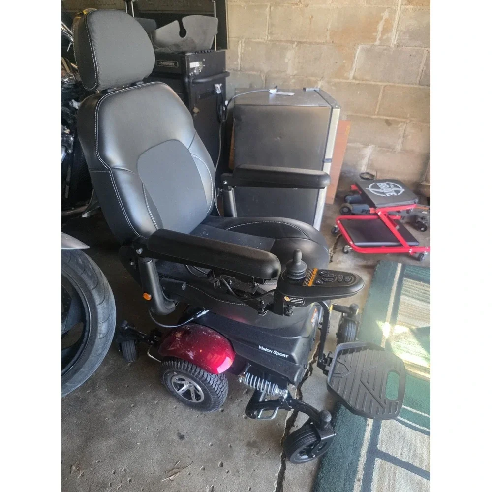Merits Vision Sport Electric Power Wheelchair Ergonomic Joystick Black Red Steel